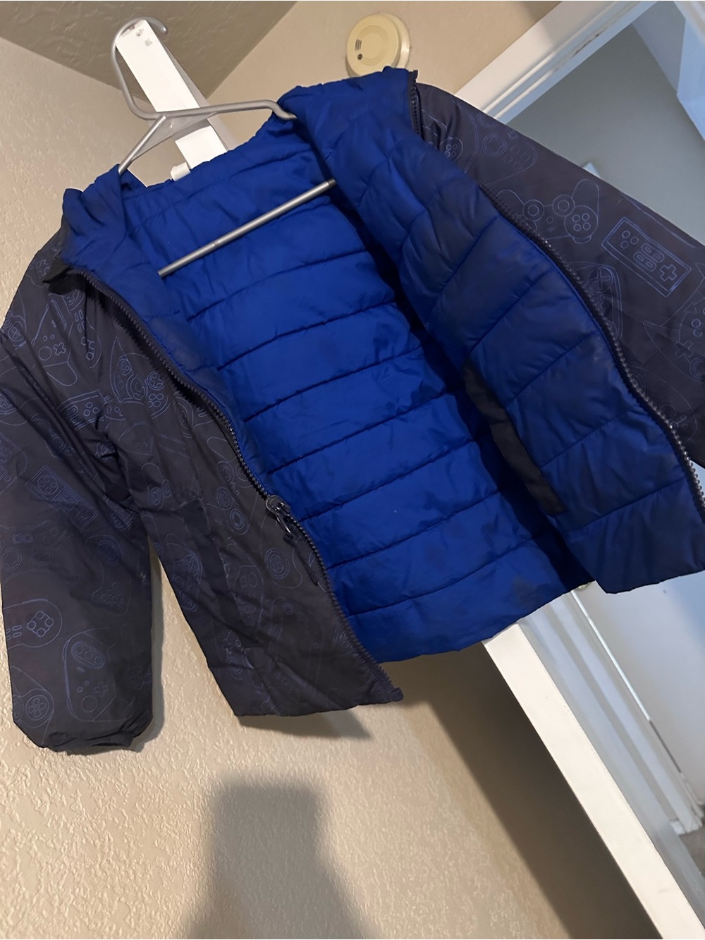 Kids Reversible Puffer Jacket - Blue/Charcoal